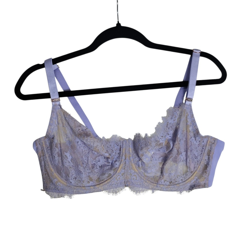 Skarlett Blue Minx Unlined Balconette Bra Periwinkle Purple Lace 38DDD 324143